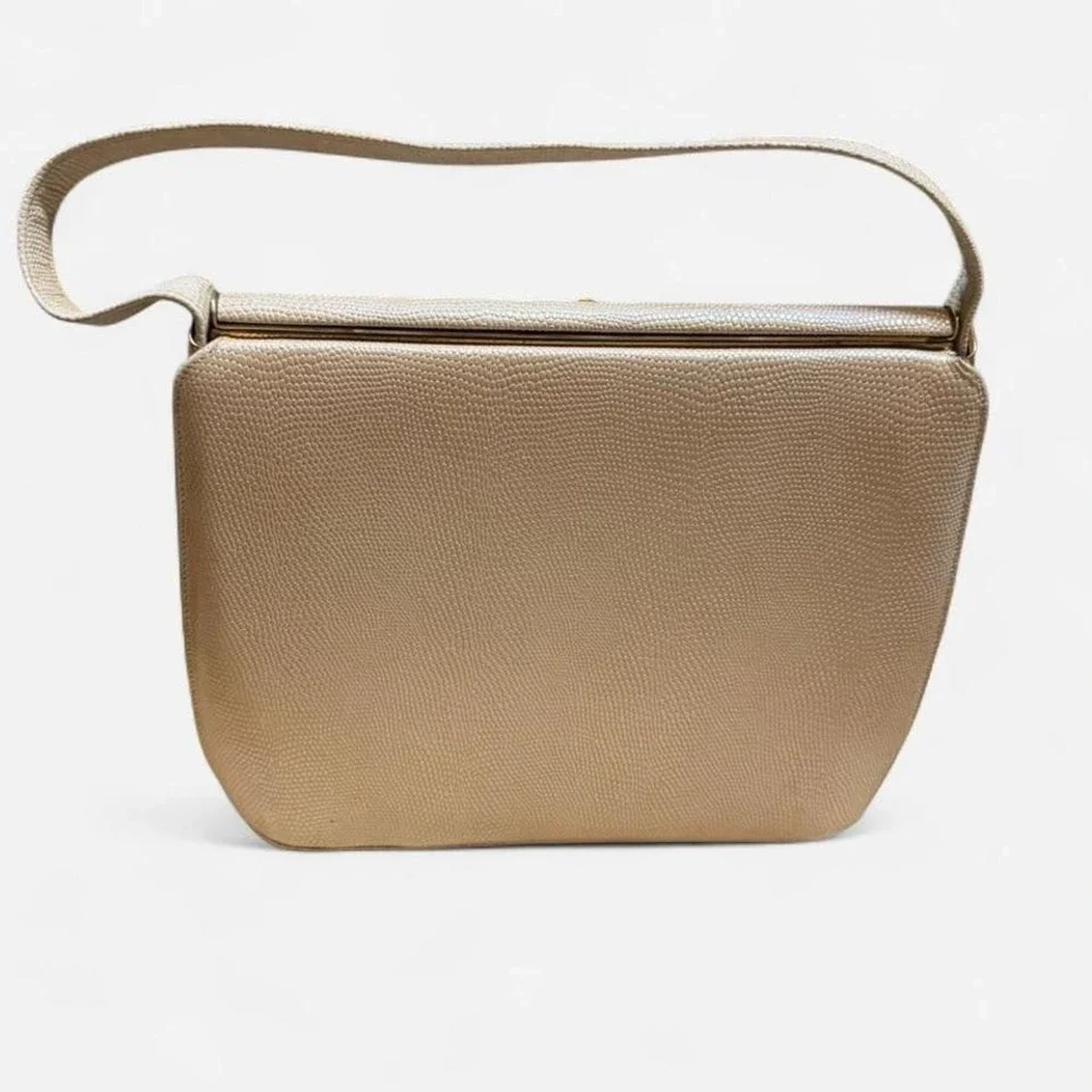 NIB Vintage Nicholas Reich Textured Snakeskin Handbag Bone Color